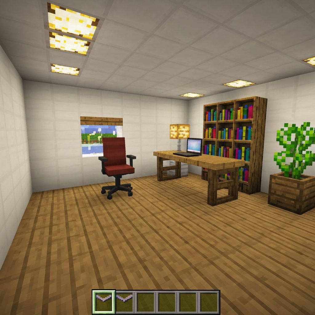 Office setup with desk and laptop